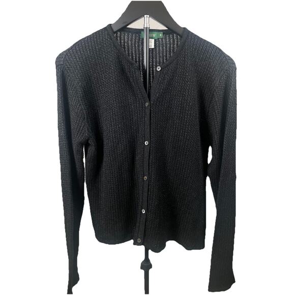J.CREW Sweaters - J Crew Cardigan Women’s Sz M Black Metallic Rib-Knit Cotton Blend
